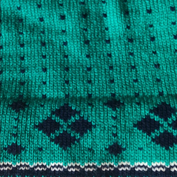 Top Notch Knits Vintage Winter Hat Teal Green & Navy Blue OS - Picture 2 of 2